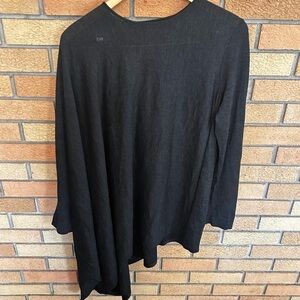 Cos Dark Grey/Black Half Open 100% Wool Sweater Shawl Size Medium
